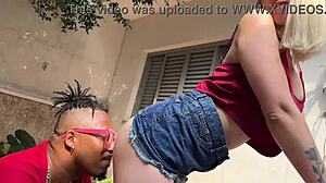 Hot Day Hottie Sweeps Yard Sultry Help