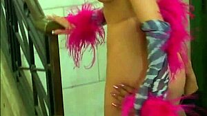 Three shaved babes lick strap on in black stockings orgy