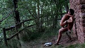 Hot girl RIDES huge COCK in forest outdoor doggystyle frenzy