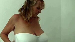 Grandma Isabel Rips Pantyhose Open To Show Off Big Breasts!