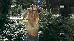 Misha Maver squirts wild and begs for messy facials outdoors
