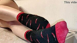 god her kitchen tease with ripped panties and stinky socks makes me throb wet