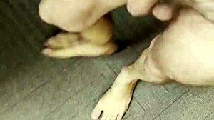 She strips bare and struts confidently through the crowded office at work.