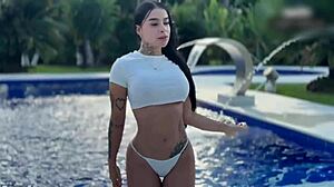 beautiful 18+ colombian michell bunny7 fucked rough post-pool in lingerie