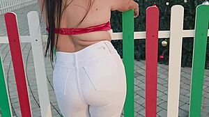 christmas park milf blows my huge cock homemade