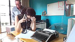 boss dominates enf secretary with cock while she's on phone full vid