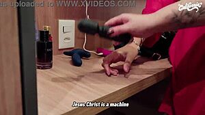 Hot lesbians masturbate to intense orgasms together