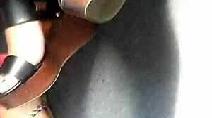 mature candid feet in wedges and sandals caught hidden