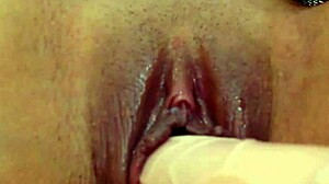 Angelina Greys' Close Pussy Dildo Squirt Explosion