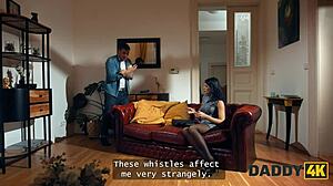 Daddy4k Sons girlfriend cheats next room on shaved pussy old cock