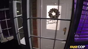 Fake cop pounds cam girl by Christmas tree?