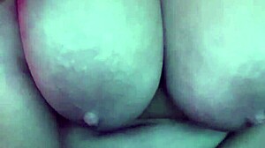 Big tits babe rams dildo deep inside her