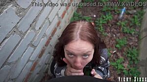 Real Risky Garage Blowjob Ends Mouthful Cum Swallow!