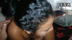 Venezuelan hottie delivers quick dick-sucking treat with creamy mouth finish