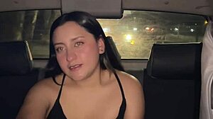 Curvy blonde fucks driver raw in garage cums inside no condom