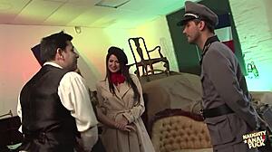 Rene's girls bent over for german soldiers' stupidly big cocks double penetration