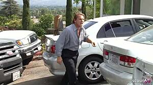 big boobs milf candy manson rides boss huge cock outdoors