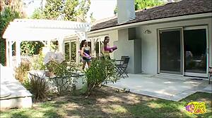 😏 yoga hotties turn erotic fingering each other's asses and pussies