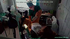 Nurse spreads patient wide for vibrator gyno exam play