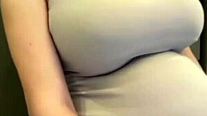 stepmom's milky tits bounce while sucking and flashing pussy