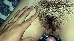 detailed fetish fucking tight stepdaughter's hairy pussy closeup