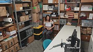 beautiful big tit teen rides cock at work??