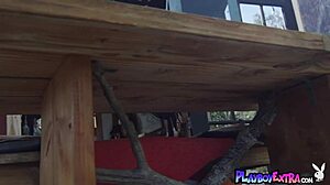 jazlyn ray bares massive natural tits in outdoor striptease