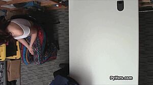 beautiful big tit teen rides cock at work??