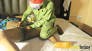 Horny Black African Babe's Pussy Drilled Hard Missionary on Christmas