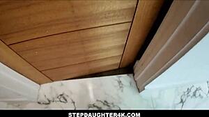 Hot tiny teen stepdaughter orgasms in devil costume pov fuck