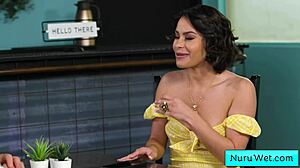 Sensual Busty Masseuse Nicole Aria Wet Nuru Prep