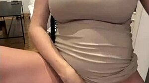 stepmom's milky tits bounce while sucking and flashing pussy