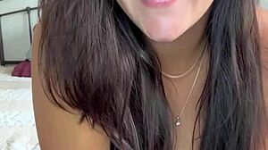 whoa this milf's huge veiny tits squirt riding giant dildo!