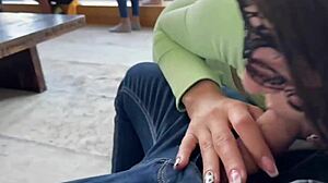 Craving a sloppy backstage blowjob after crazy public threesome workout?