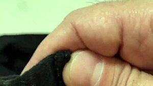 friend rubs cock on girlfriend's dirty cum-stained panties