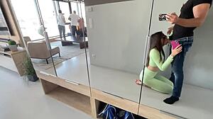 Craving a sloppy backstage blowjob after crazy public threesome workout?