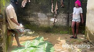 AFRICAN TEEN RIDES BIG BLACK COCK OUTDOORS KINKY