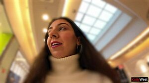 skinny teen flashes wet pee in tight jeans at mall