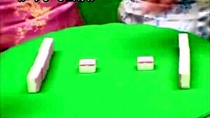 Japanese av beauty strips naked in raw mahjong sex showdown