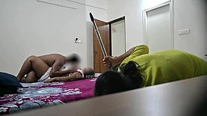 wife blows me hard while maid cleans our fuck room