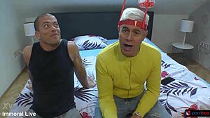 Football fans beg stepson’s monster cock for wild threesome ride!