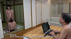 cuckold hubby watches wife sakura misaki creampied then swallows