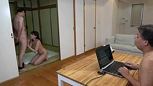 cuckold hubby watches wife sakura misaki creampied then swallows