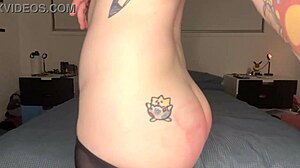 australian brunette model's fat ass spanked red with toys