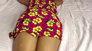 Horny stepsister's pink panties soaked from wet pussy fingering