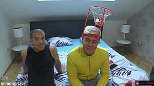 Football fans beg stepson’s monster cock for wild threesome ride!