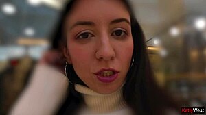 skinny teen flashes wet pee in tight jeans at mall