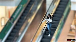 skinny teen flashes wet pee in tight jeans at mall