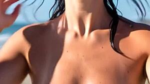 Skinny teen girls tease topless tits on beach caught voyeur style?
