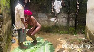 AFRICAN TEEN RIDES BIG BLACK COCK OUTDOORS KINKY